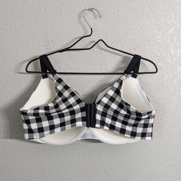 Torrid Curve 360 Back Smoothing Push-Up Plunge Bra Black White Plaid Check 42DDD - Picture 2 of 11